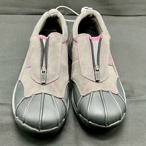 Ryka Duck Boots Womans 9 Waterproof Rain Shoes Slip on Zipper Leather Pink Gray